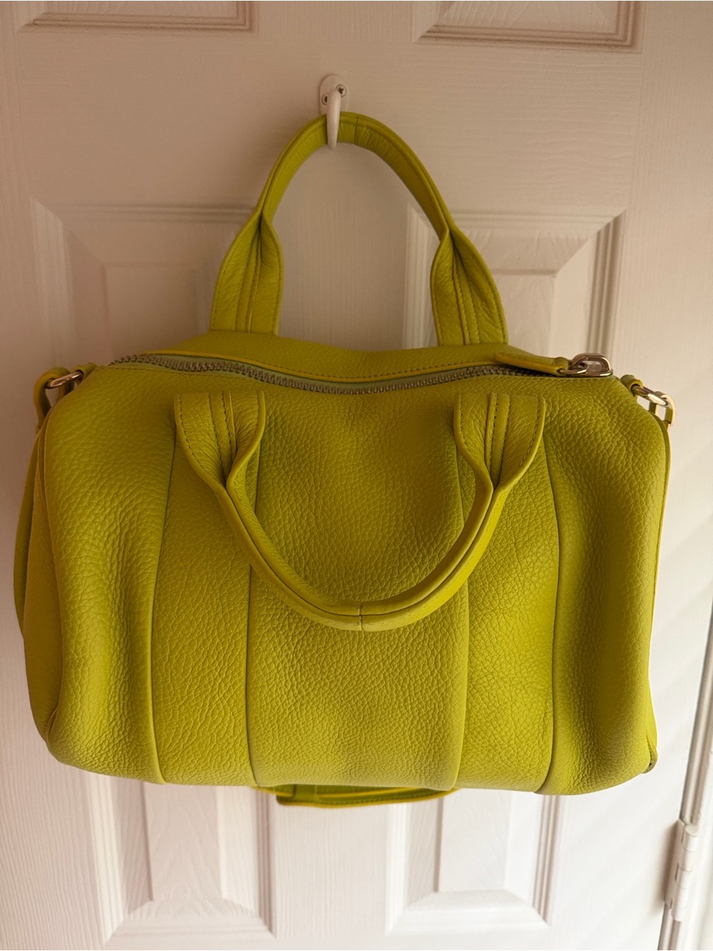 Alexander Wang Lime Green Pebbled Leather Satchel